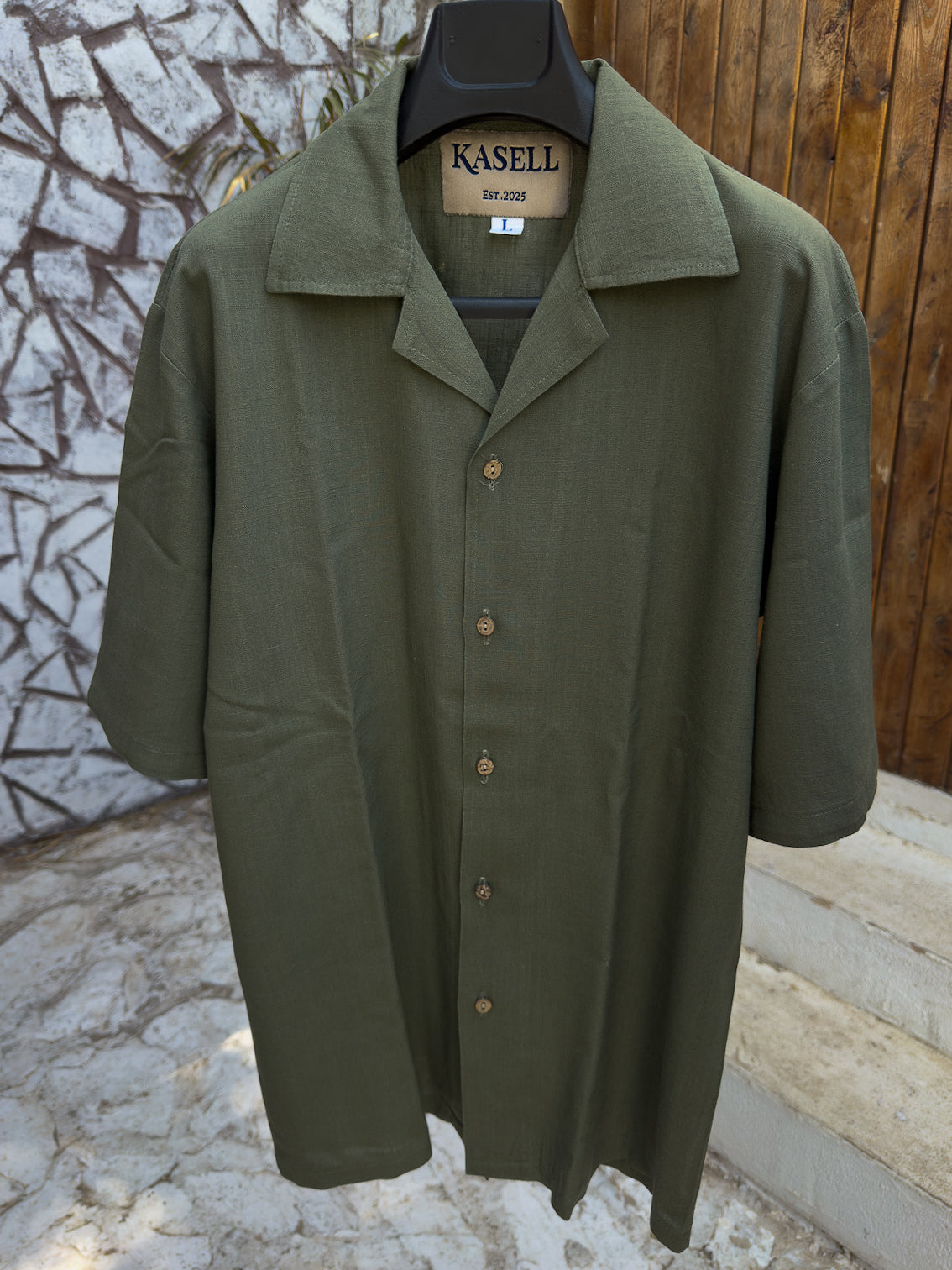 Men's Olive Green Medium Sleeve Shirt – Relaxed Fit | Linen Fabric