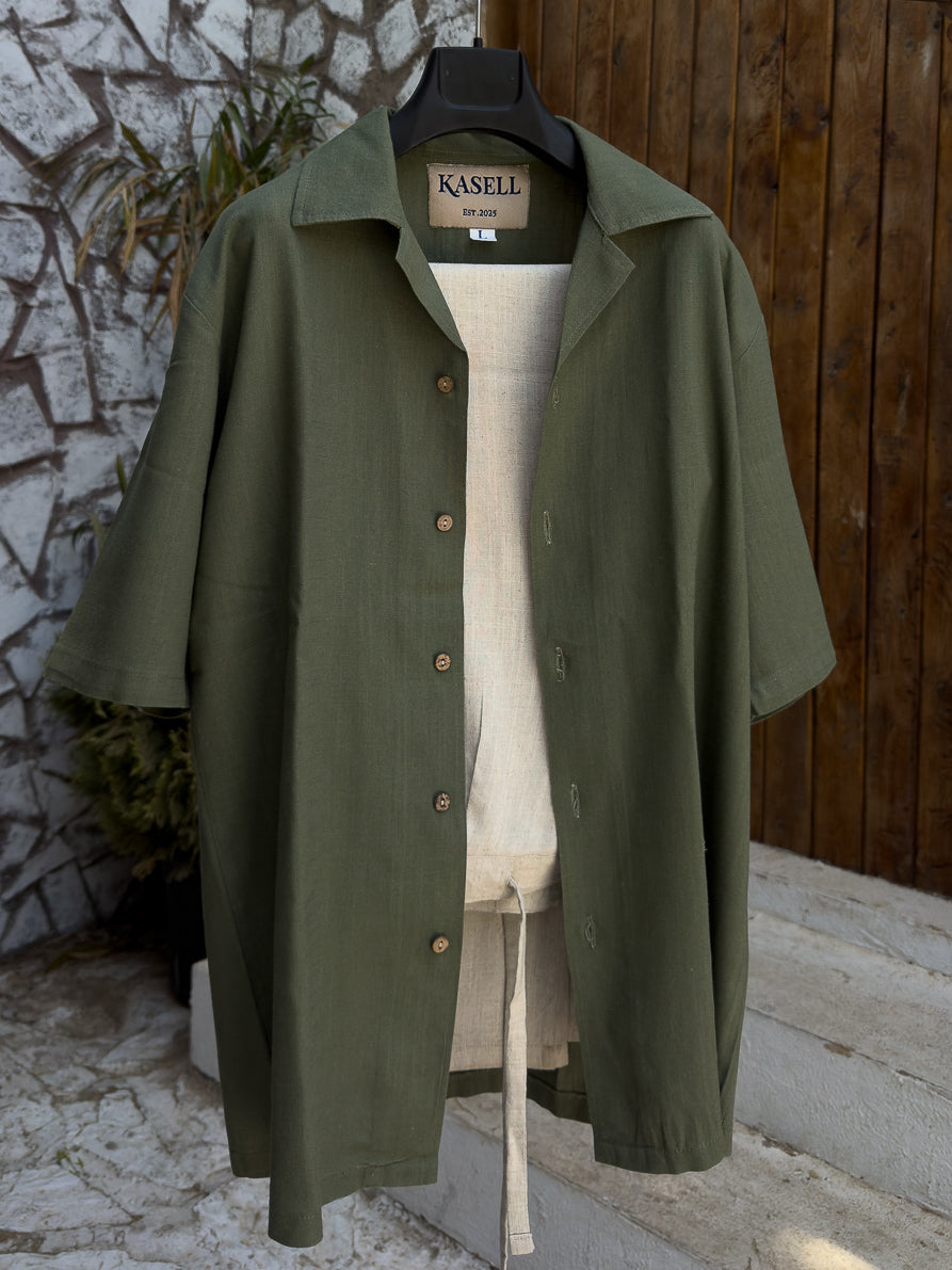 Men’s Beige & Olive Linen Set – Relaxed Fit | Premium Linen Fabric