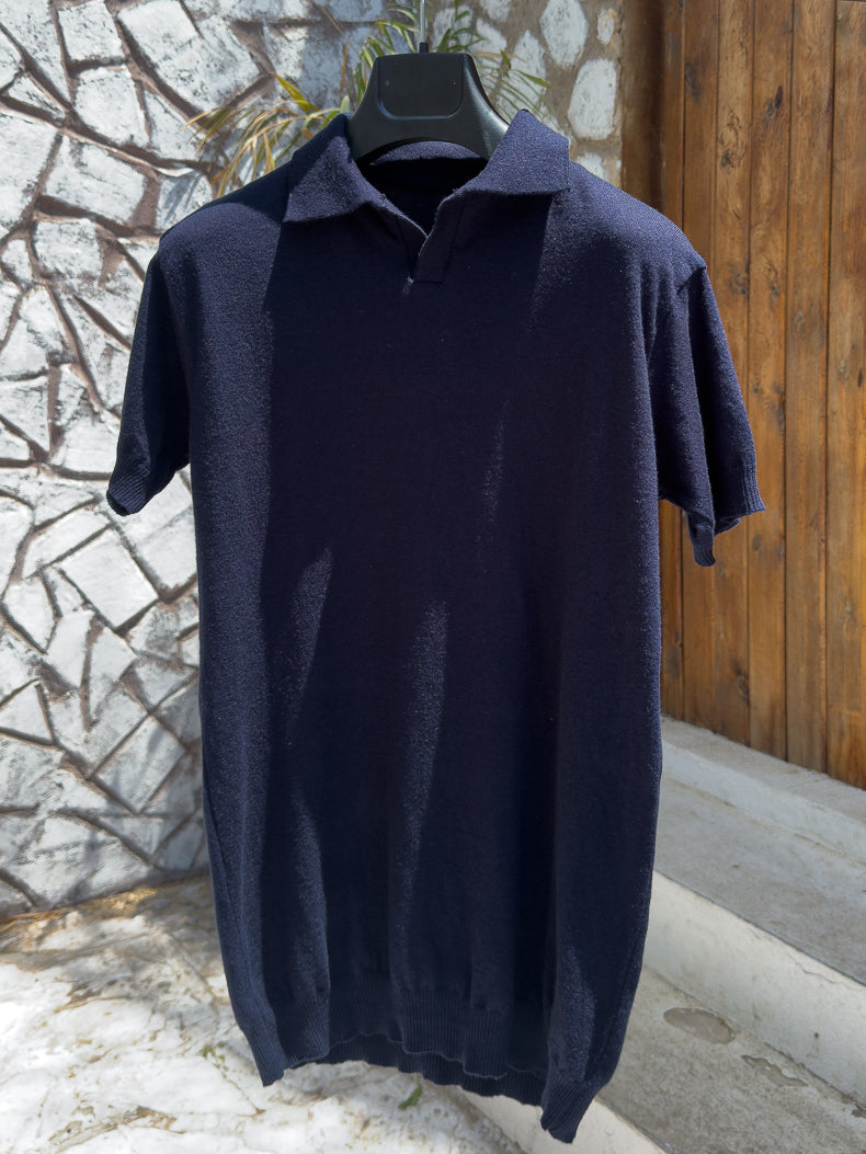 Men's Navy Cotton Polo T-Shirt – Regular Fit | Plain Design