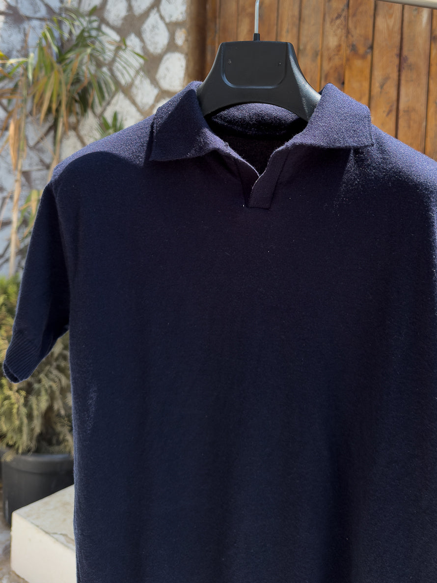Men's Navy Cotton Polo T-Shirt – Regular Fit | Plain Design