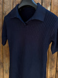 Men's Navy Patterned Cotton Polo T-Shirt – Regular Fit | Textured Design