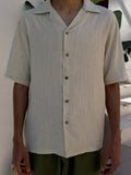 Men's Beige medium Sleeve Linen Shirt – Relaxed Fit | Linen Fabric