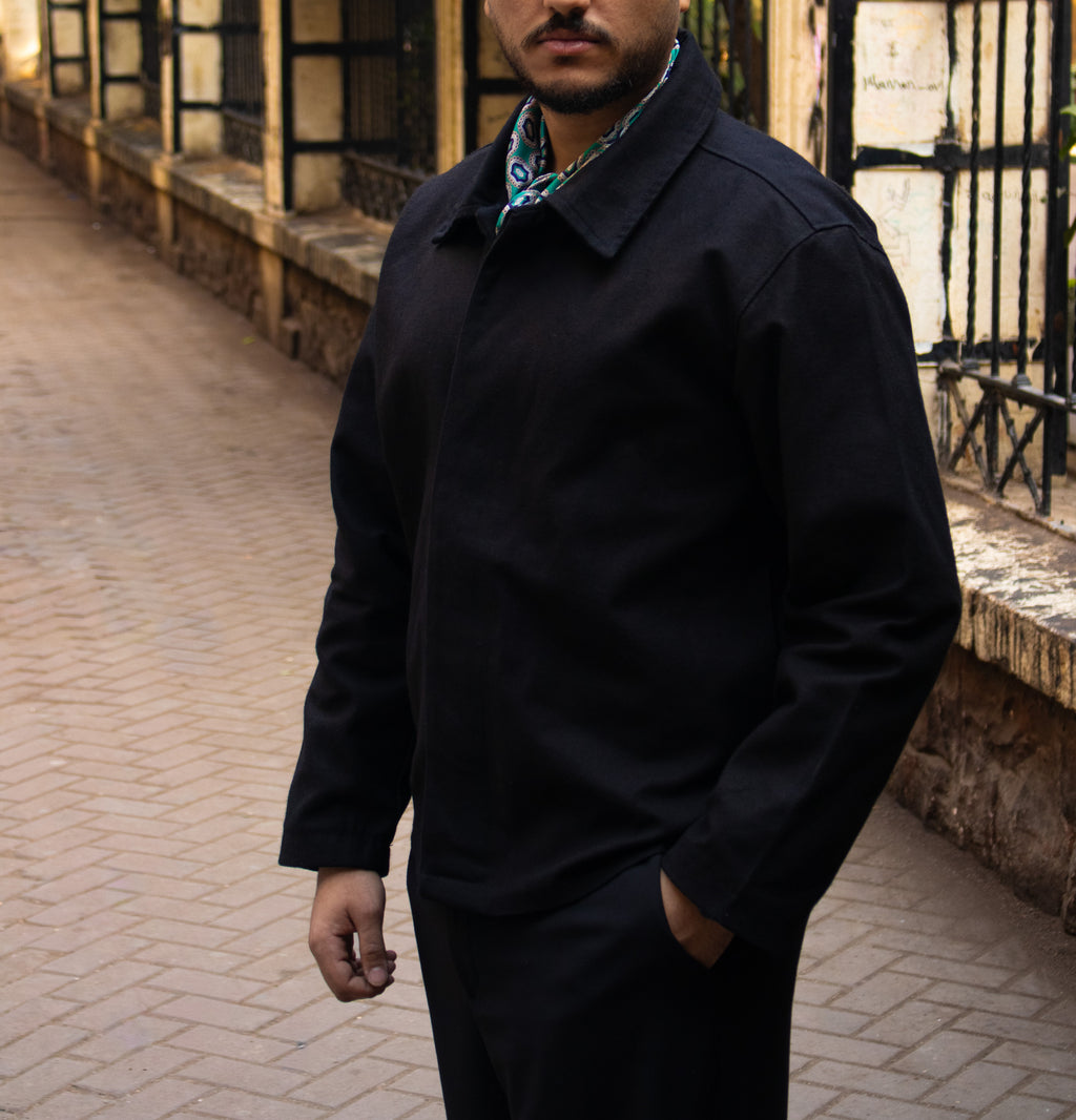 Men’s Black Winter Jacket – Gabardine Fabric | Classic Warm Fit