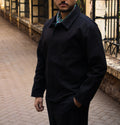 Men’s Black Winter Jacket – Gabardine Fabric | Classic Warm Fit