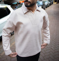 Men’s Light Beige Winter Sweatshirt – Wool Fabric | Custom Design