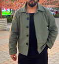Men’s Olive Green Winter Jacket – Premium Gabardine | Classic Warm Fit