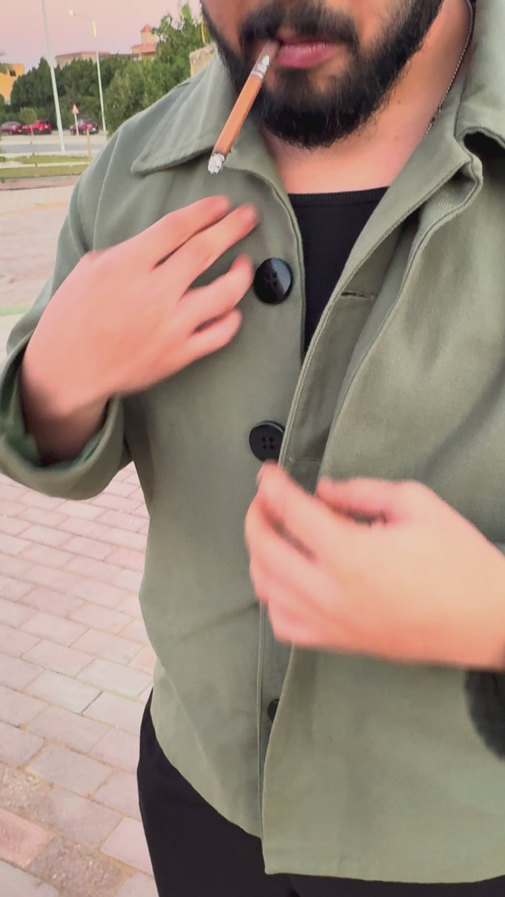 Men’s Olive Green Winter Jacket – Premium Gabardine | Classic Warm Fit